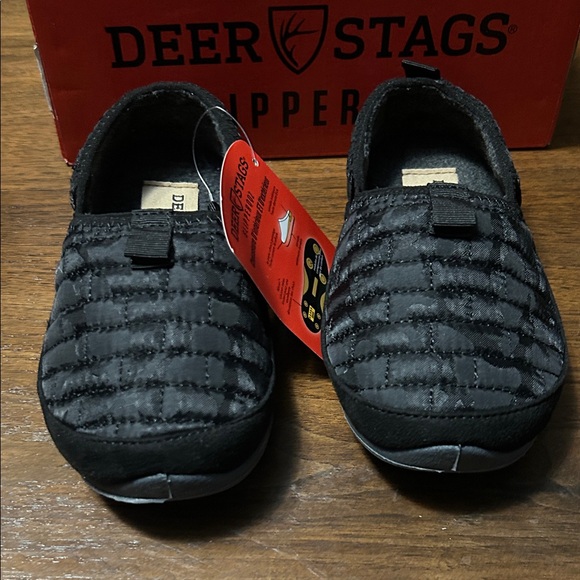 Deer Stags Other - Deer Stags Kids Black Quilted Slippers
